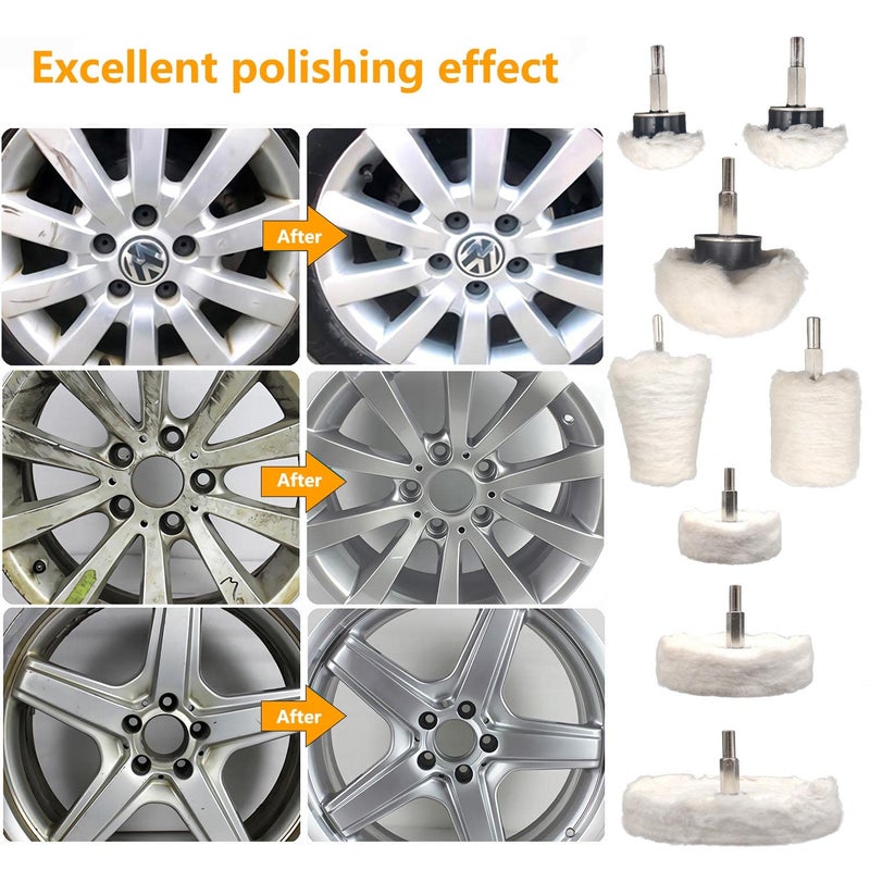 Tworider 8 pcs Buffing Wheel for Drill,Buffing Pad Polishing Wheel Kits,Wheel Shaped Polishing Tool for Metal Aluminum,Stainless Steel,Chrome,Jewelry,Wood,Plastic,Ceramic,Glass,etc - Image 3